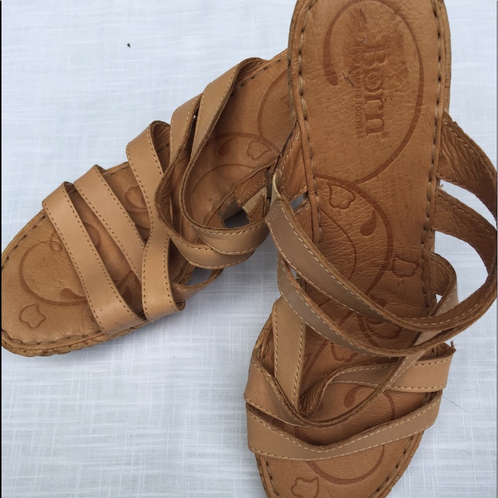 Born Cork Wedge Sandals Size 9